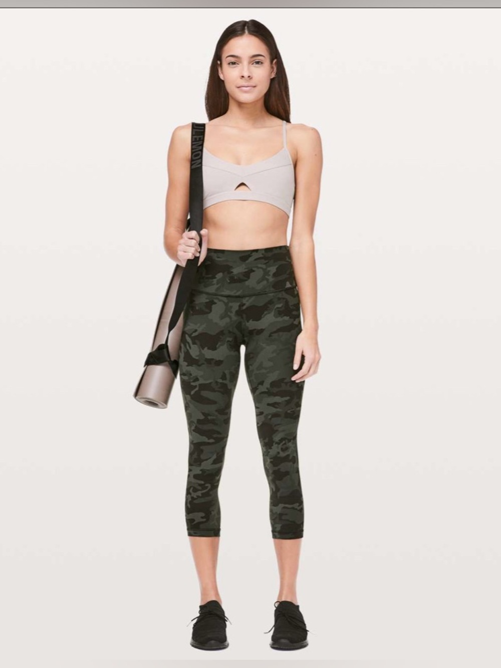 Lululemon Align Crop *21" green camo. Size 8. Great condition!